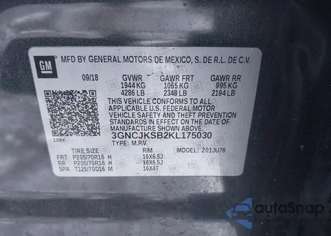 2019 Chevrolet Trax Ls from USA, damaged, VIN 3GNCJKSB2KL175030